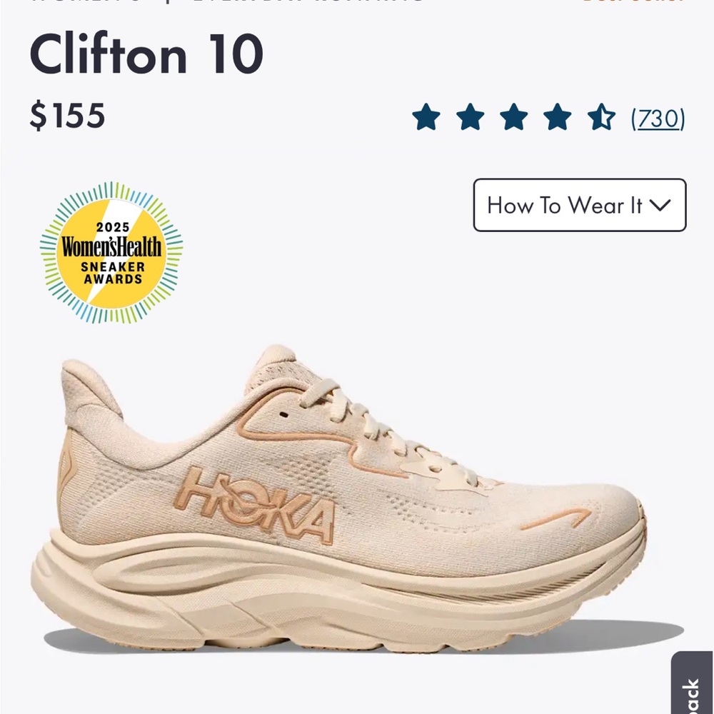 Clifton 10 Hoka Running Shoes - Vanilla/Birch